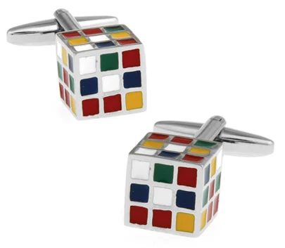 boutons de manchette Rubik's cube colorés