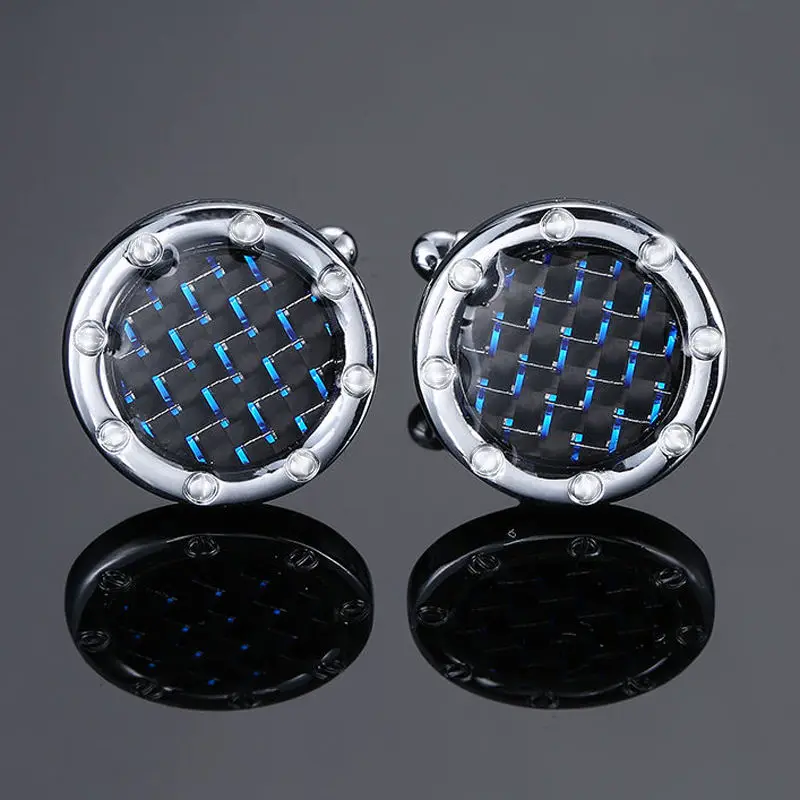 boutons de manchette design unique noir et bleu