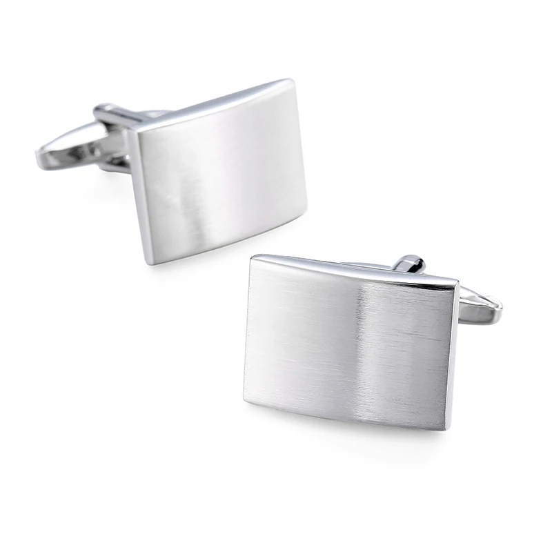 boutons de manchette argent modernes