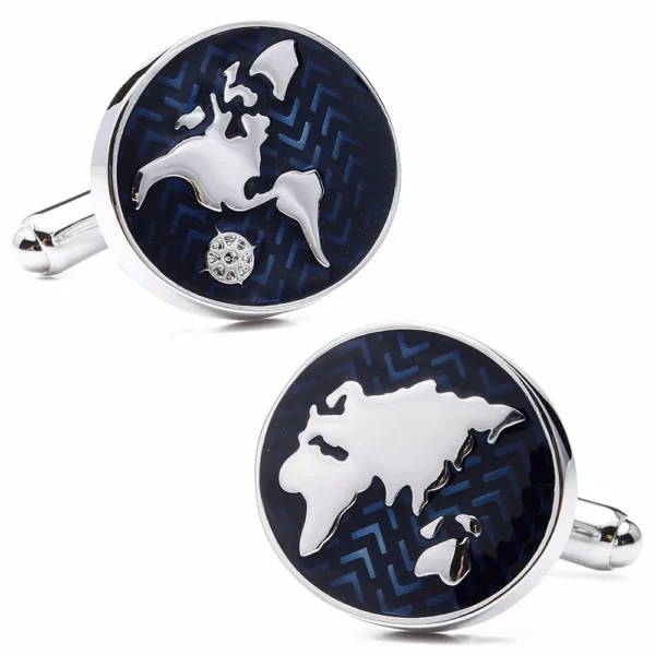 boutons de manchette carte du monde
