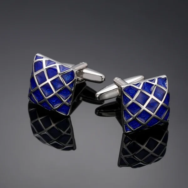 boutons de manchette bleu émaillé