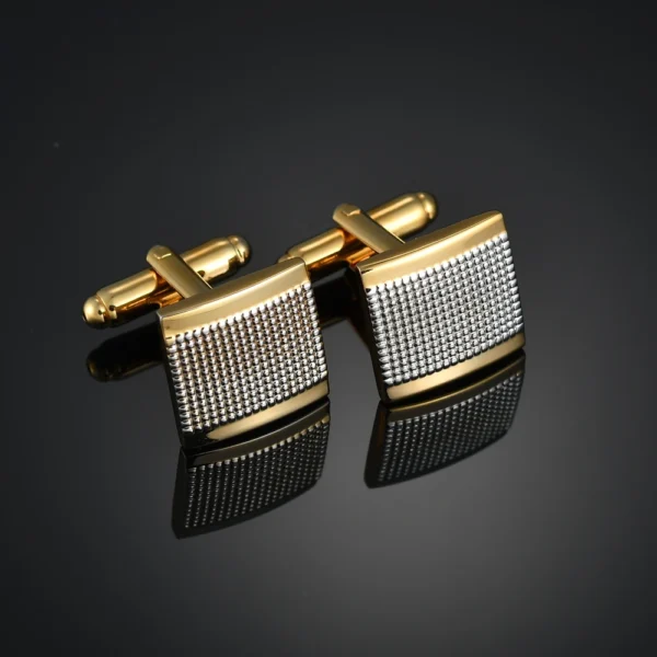 boutons de manchette motif diamant doré et argenté