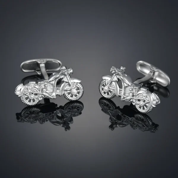 boutons de manchette moto argent