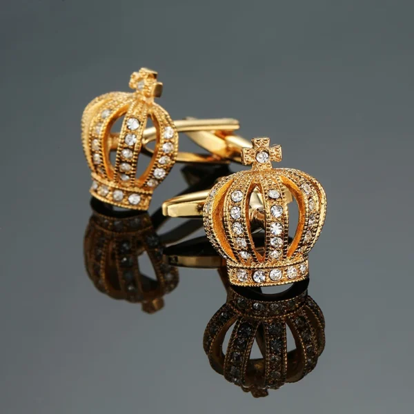 boutons de manchette couronne or diamant
