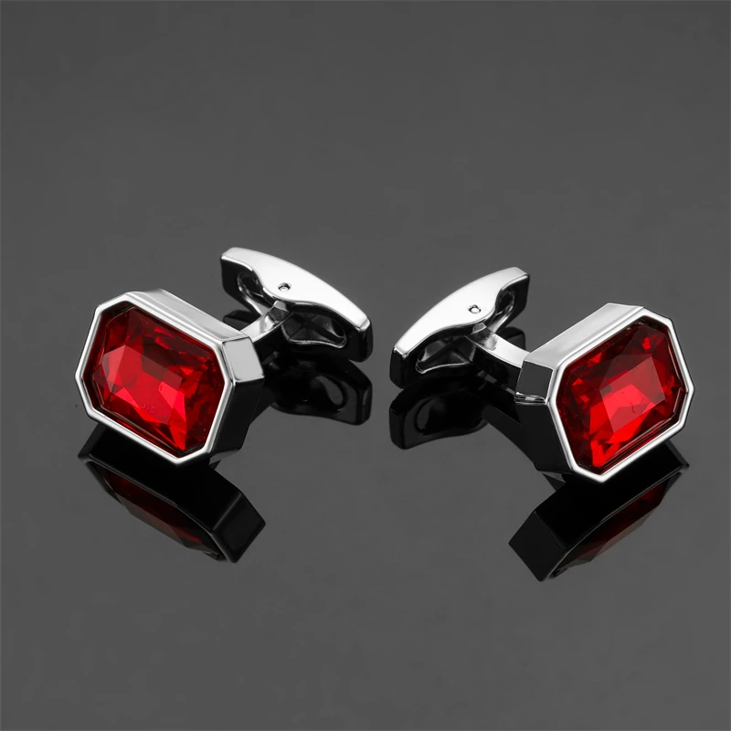 boutons de manchette argent rouge rubis