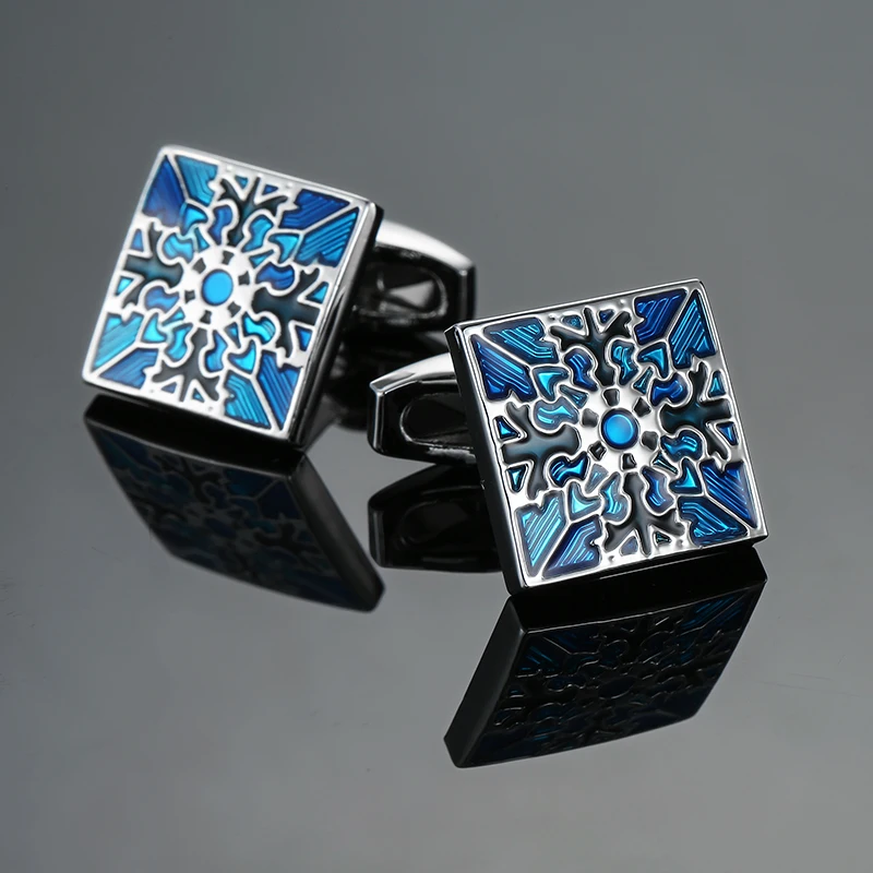 boutons de manchette motif diamant bleu