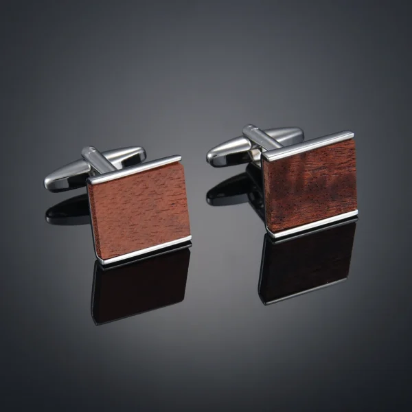 boutons de manchette bois argent élégant