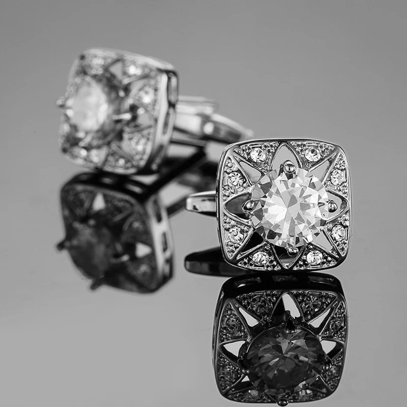 cufflinks luxe argent diamant