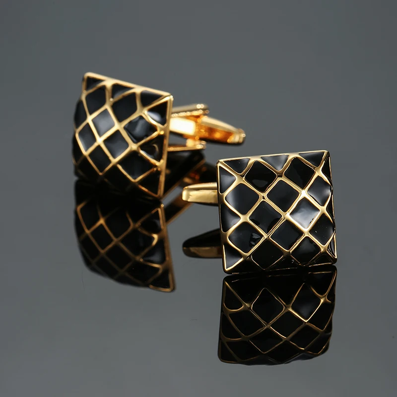 cufflinks élégants noir et or