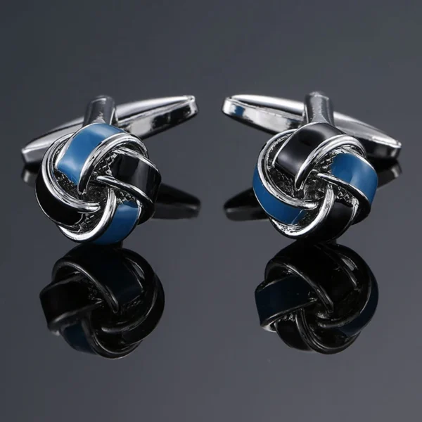 boutons de manchette noeud bleu noir
