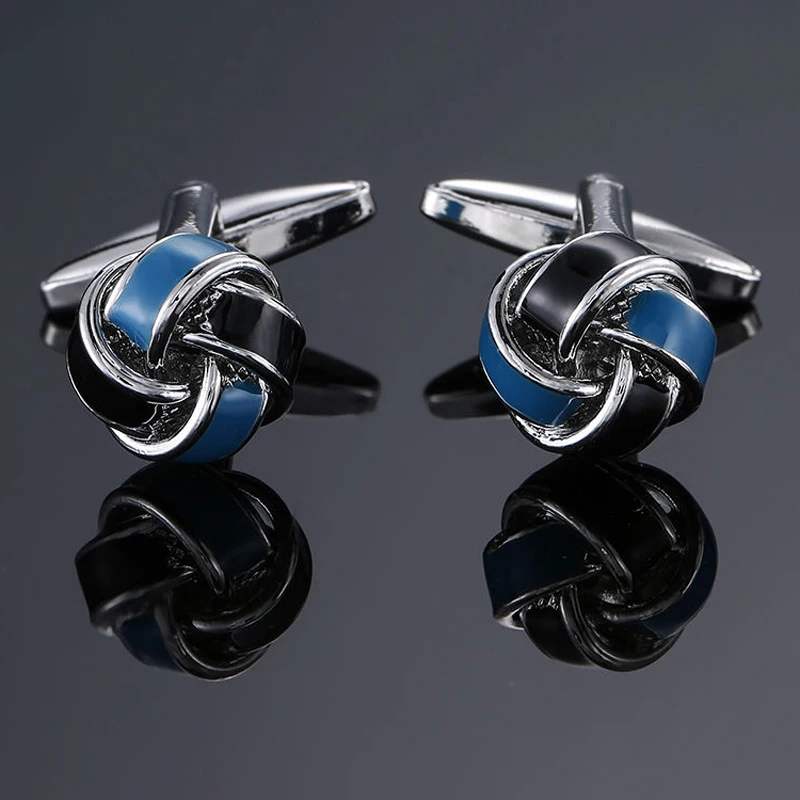 boutons de manchette noeud bleu noir